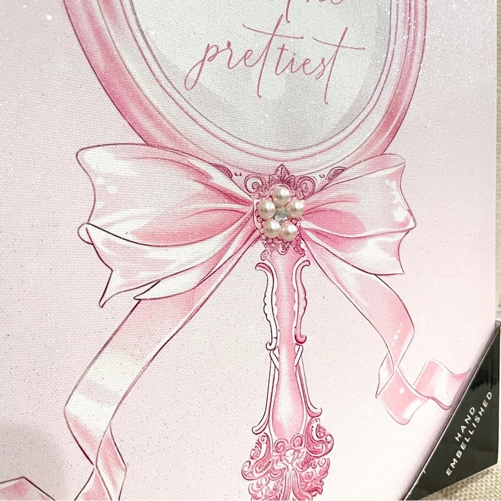 Design District Pink Happy Girls Are The Prettiest Hand‎ Embellished Canvas Art